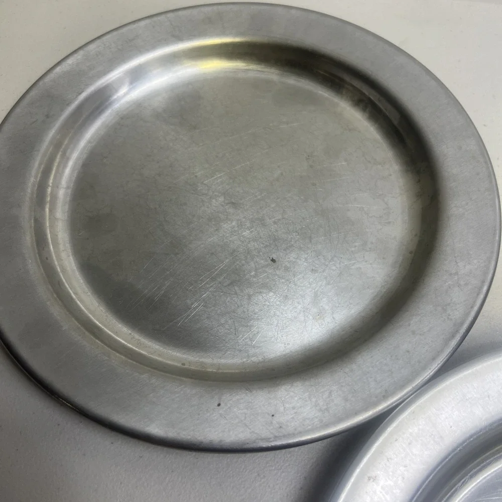 Rare Lot Of 5 Vintage Stainless Steel CARROLLTON MFG CO. Food Plates 9